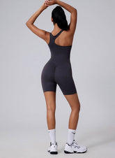 Asymmetric Straps Yoga Shorts Romper Bodysuit