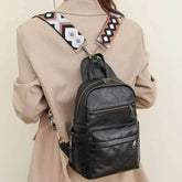 Retro Solid Color PU Leather Backpack