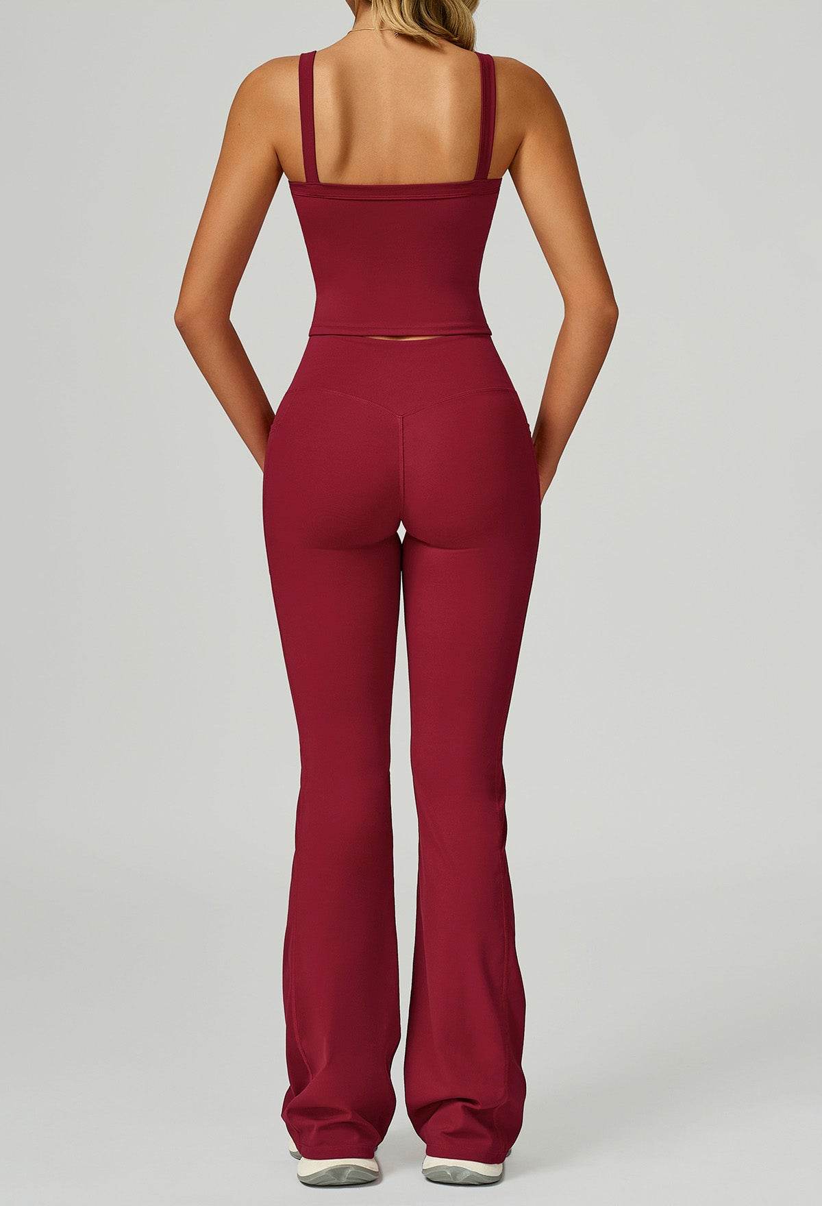 Activewear Set with Wide Strap Tank Top and Flared Pant