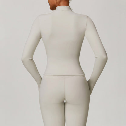 Zip Up Workout Jacket Long Sleeve Athletic Coat with Pockets