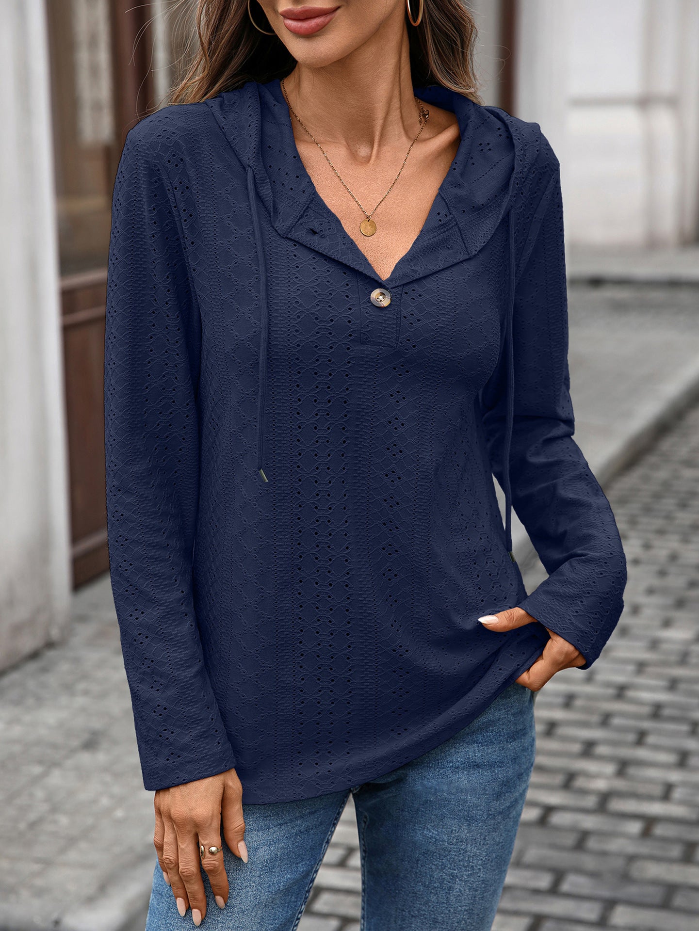 Long Sleeve Fall Drawstring Shirts Hooded Sweatshirt