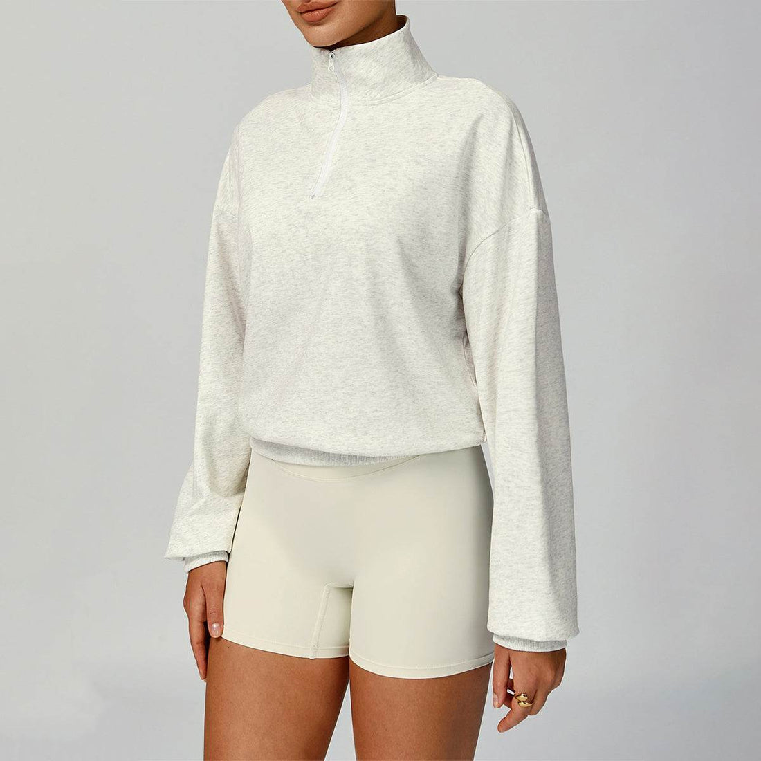 Half Zip Long Sleeve Crop Top Sports Sweatshirt
