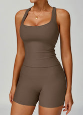 Square Neckline V Back Sports Tank Top