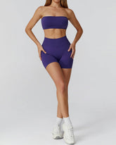 Athletic Wear with Strapless Tube Top and Short