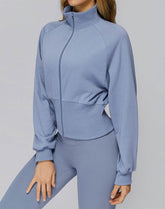 Zip Up Casual Jacket Workout Long Sleeve Crop Tops