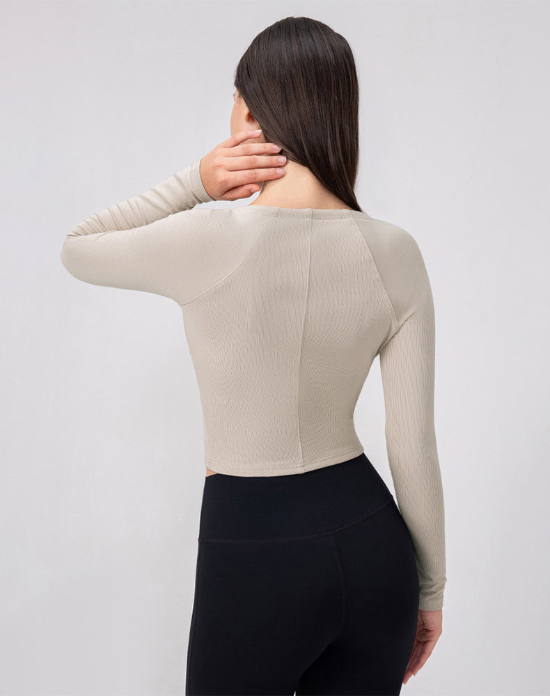 Zip Up Crop Tops Long Sleeve Casual Sweatshirt