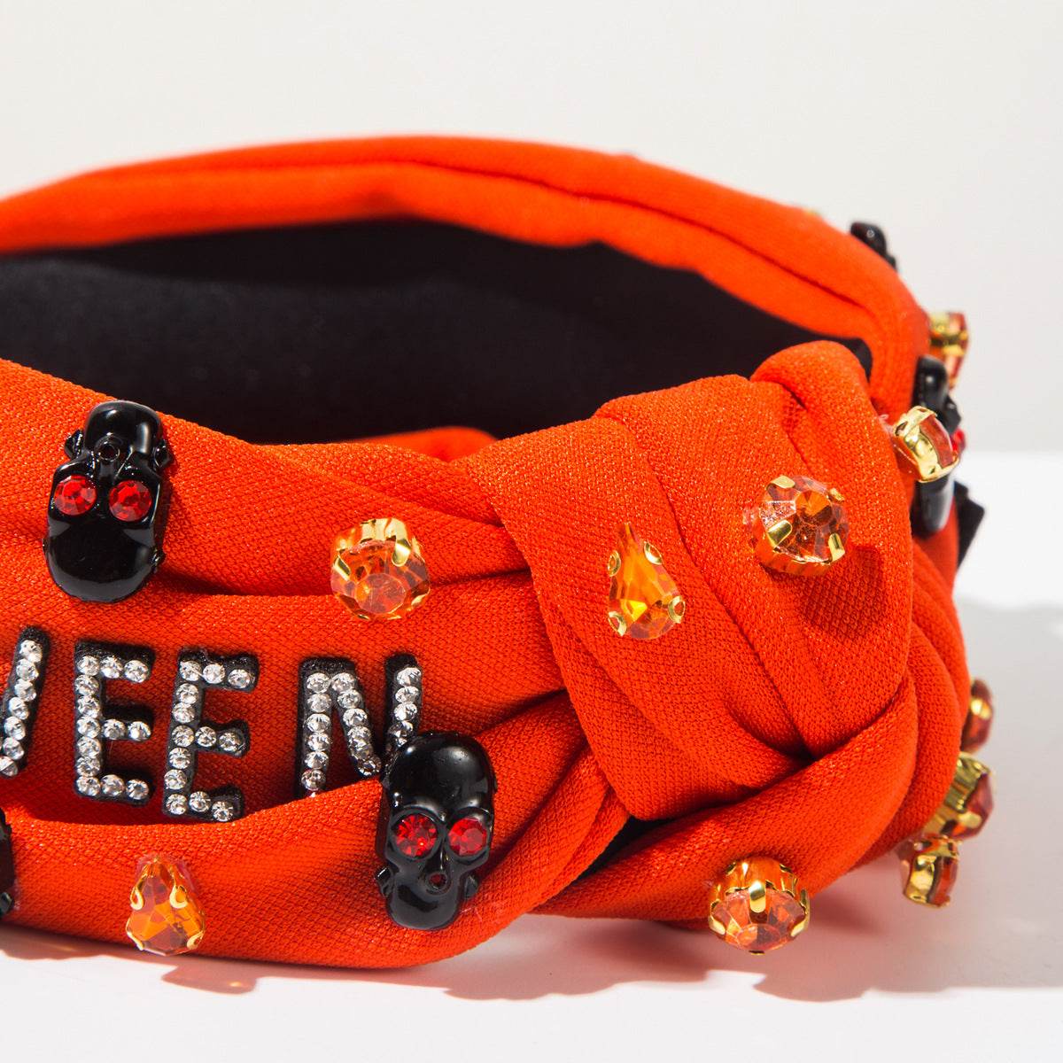 Halloween Skull Twisted Knot Headbands with Rhinestone
