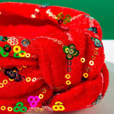 Christmas Sequin Knotted Headbands Wide Top Knot Hairband