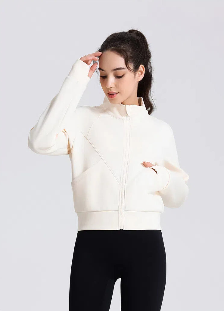 Windproof Collar Yoga Jacket With Zipper