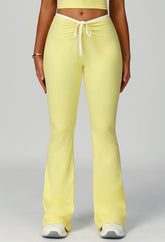 Color Block Flare Pants with Drawstring Waist