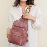 Retro Solid Color PU Leather Backpack