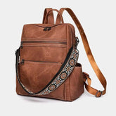 Retro Large Capacity PU Leather Backpack