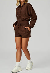 Sport Set with Long Sleeve Hoodie Jacket and Casual Short