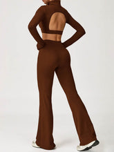 Sport Set with Turtleneck Long Sleeve Crop Top and Flared Pant