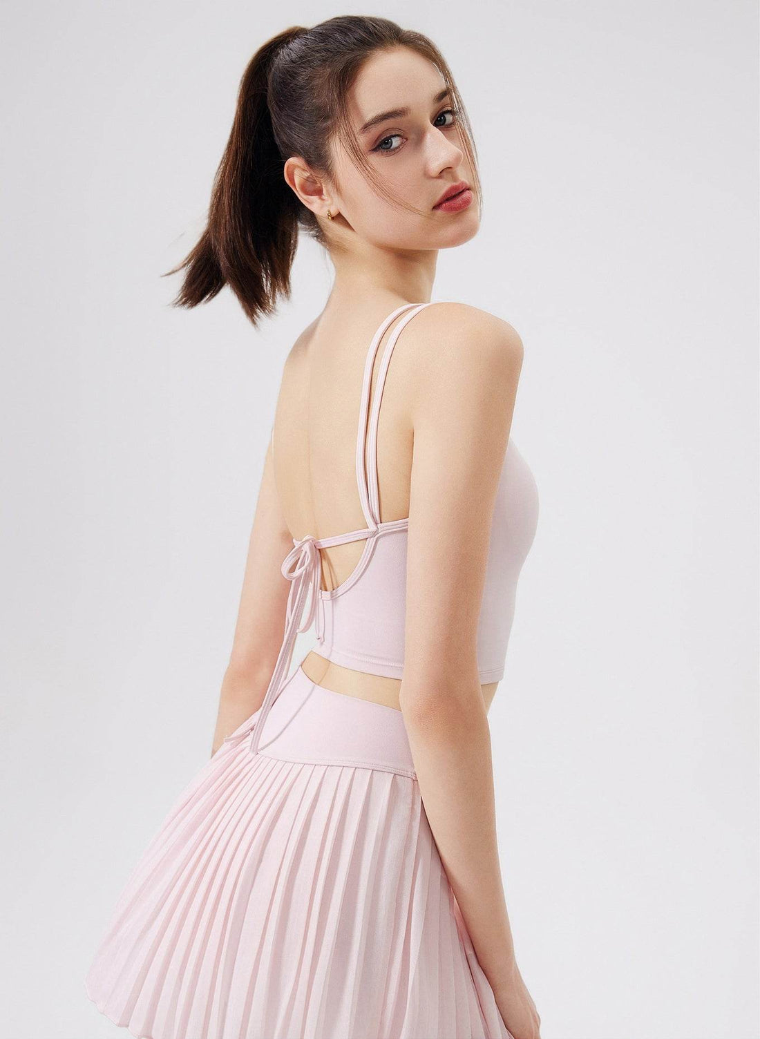 Double Strap Back Butterfly Lace Up Tank Tops with Chest Pad
