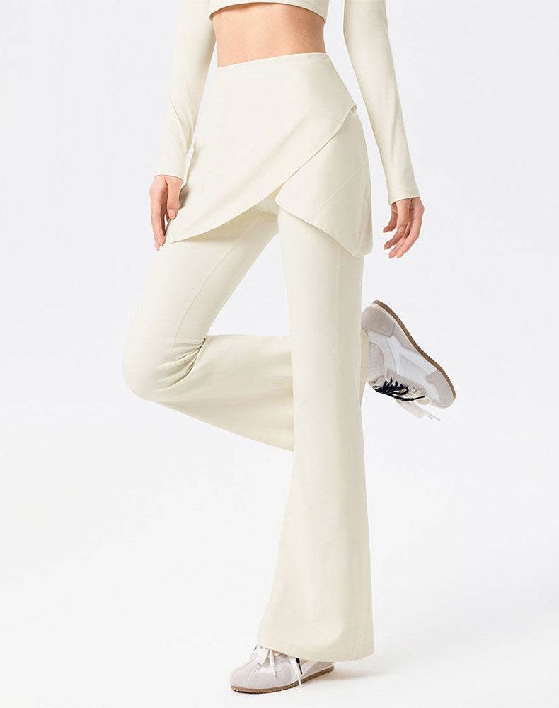 High Waist Fake Two Pieces Trouser Skirt Yoga Flared Pant