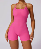 Scrunch Strappy One Piece Workout Short Jumpsuit