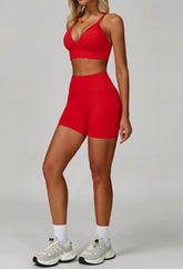 Activewear Set with V Neck Sports Bra and Short