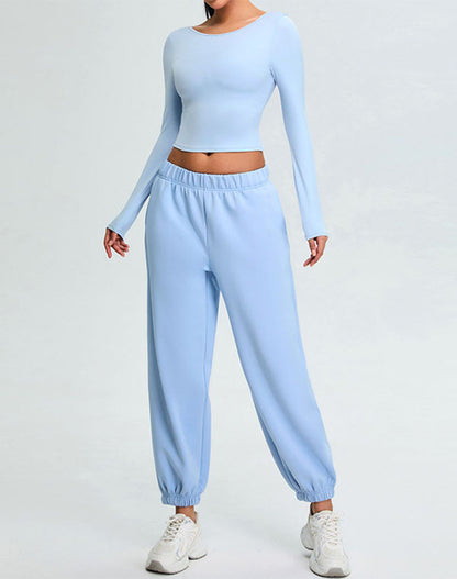 Activewear Set with U-Shaped Back Top and Sweatpant