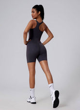 Asymmetric Straps Yoga Shorts Romper Bodysuit