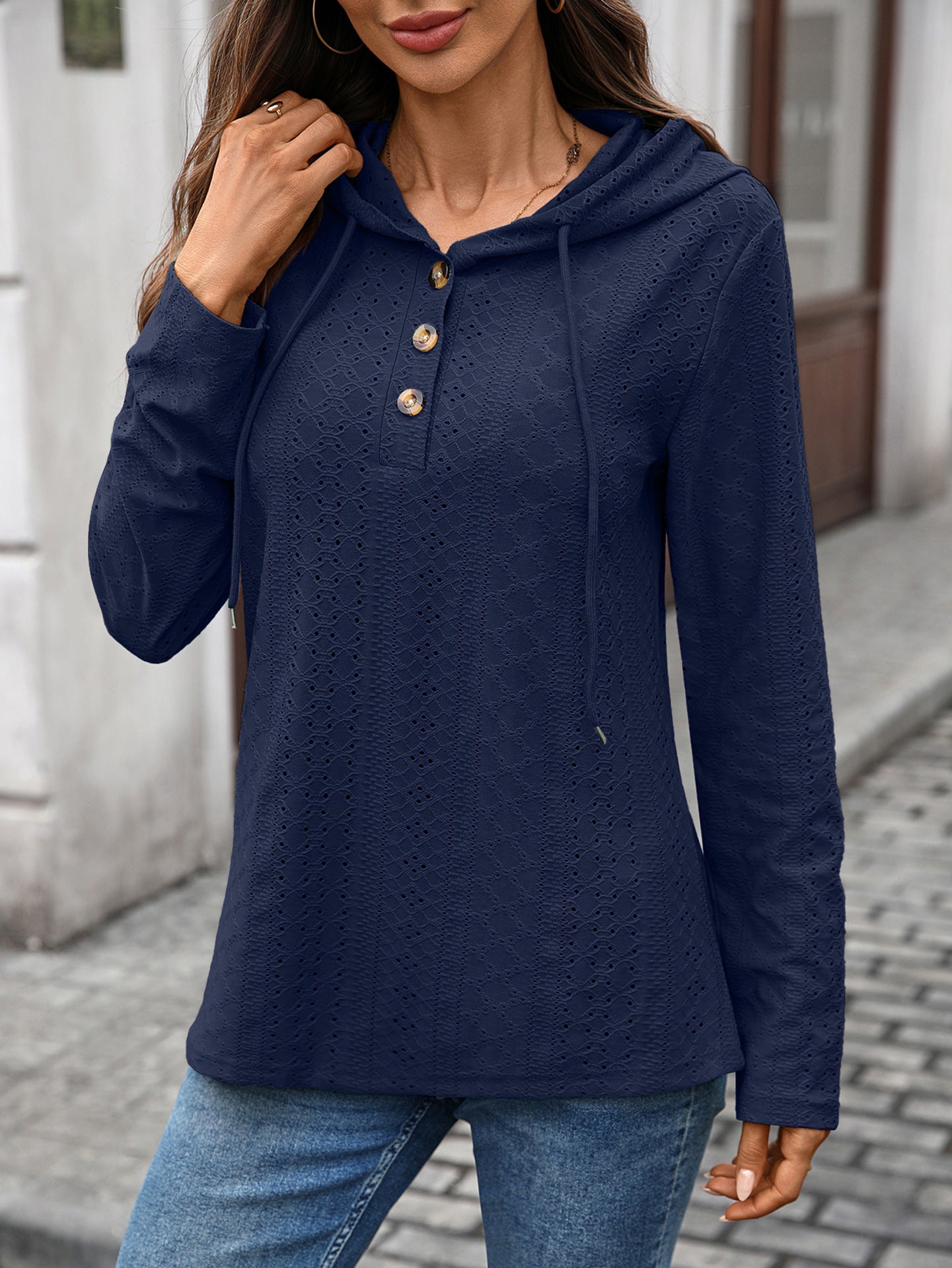 Long Sleeve Fall Drawstring Shirts Hooded Sweatshirt