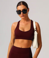 Racerback Sport Bra Tops with Built in Chest Pads
