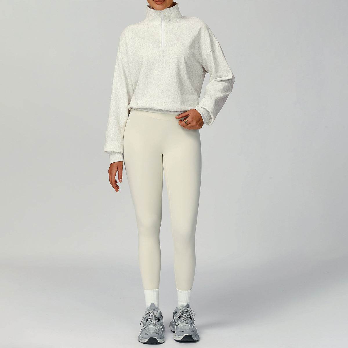 Half Zip Long Sleeve Crop Top Sports Sweatshirt