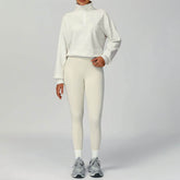 Half Zip Long Sleeve Crop Top Sports Sweatshirt