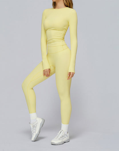 Athletic Wear with Long Sleeve Slim Fit T-Shirt and Legging