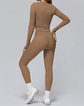 Athletic Wear with Long Sleeve Slim Fit T-Shirt and Legging