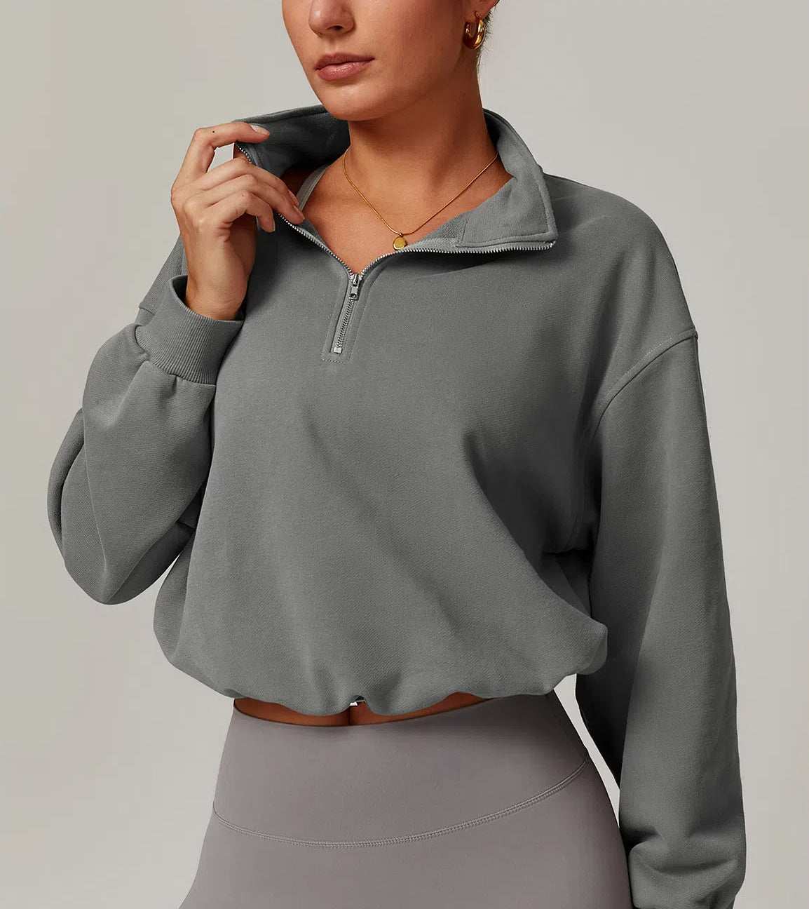 Half Zip Sweatshirt with Drawstring Hem | Stylish &amp; Adjustable Fit