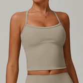 Square Neck Sports Tank Tops Criss Cross Back Longline Cami