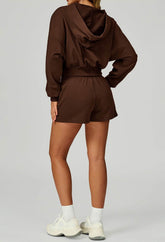 Sport Set with Long Sleeve Hoodie Jacket and Casual Short
