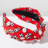 Sports Style Ball Twisted Headbands With Studded Beads and Diamonds