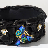 Hand Silks Satins Braided Headband with Butterfly Rhinestones