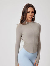 Half Zipper Long Sleeve Yoga T-Shirt