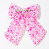 Glitter Hair Bow Clip Sequin Hair Accessories with Long Tail