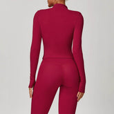 Zip Up Workout Jacket Long Sleeve Athletic Coat with Pockets