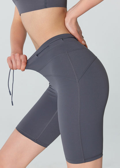 High Waisted Tummy Control Biker Shorts with Adjustable Waist