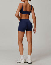Activewear Sets with Square Neck Sports Bras and Shorts