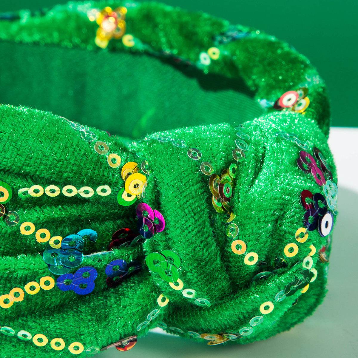 Christmas Sequin Knotted Headbands Wide Top Knot Hairband