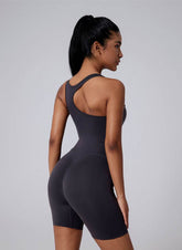 Asymmetric Straps Yoga Shorts Romper Bodysuit
