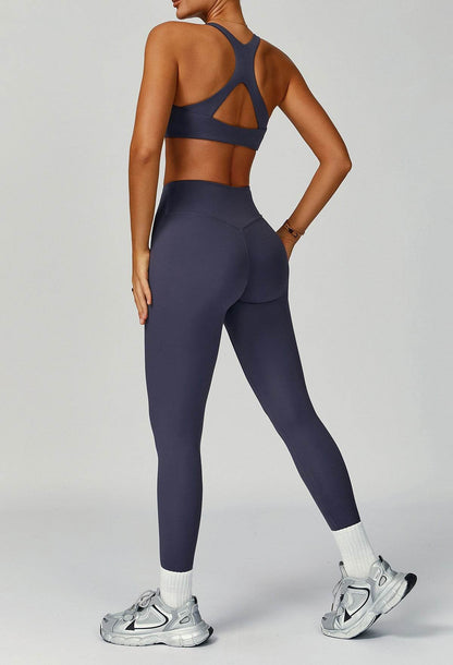 Activewear Set with X Shaped Back Sport Bra and Legging