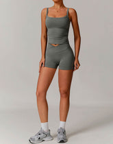 Athletic Wear Sets with Square Neck Tank Tops and Shorts