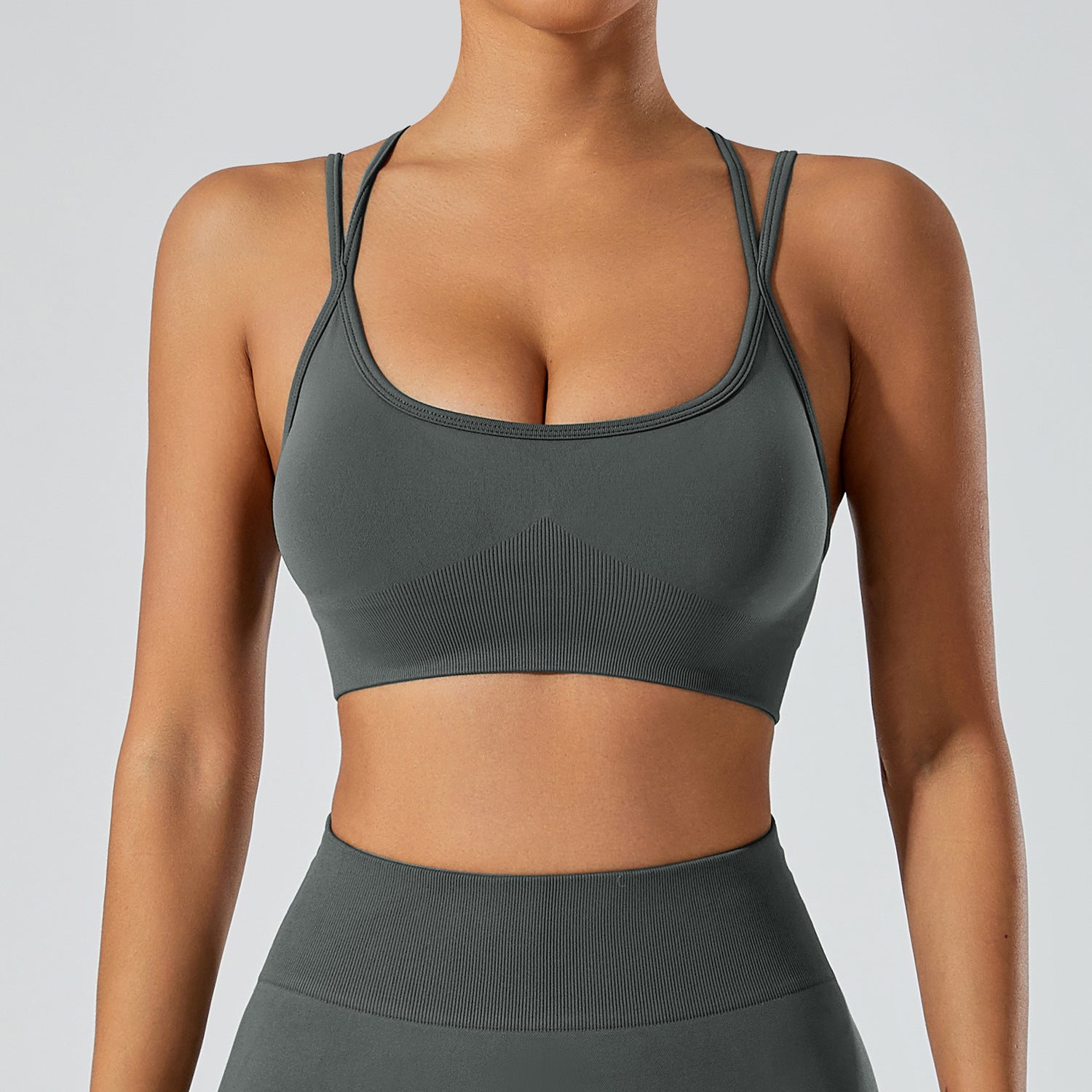 Strappy Adjustable Criss Cross Sports Bra Yoga Crop Tops