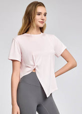 Irregular Slit Short Sleeve Yoga T-Shirts