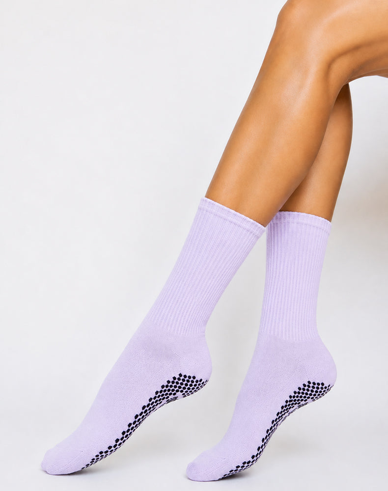Pilates Yoga Crew Socks with Non Slip Grippers