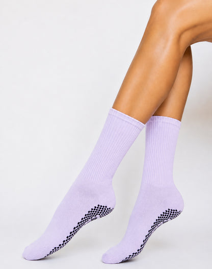 Pilates Yoga Crew Socks with Non Slip Grippers
