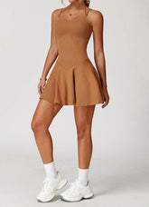 Double Straps Golf Athletic Dress with Shorts and Pockets