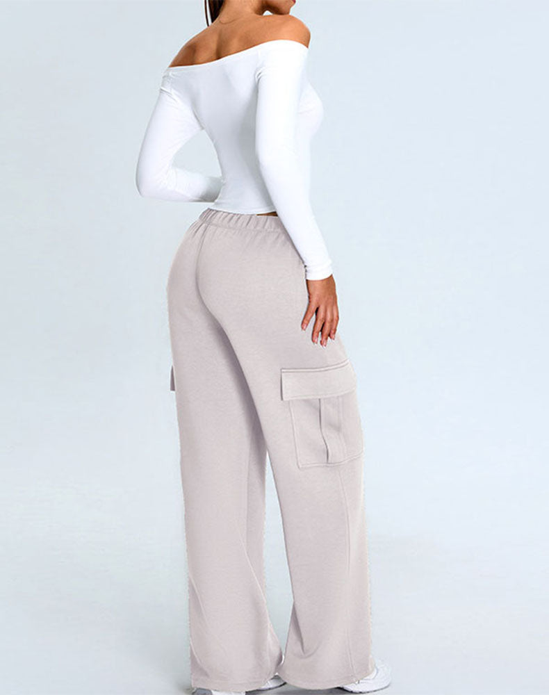 Activewear Set with Off-Shoulder Top and Sweatpant